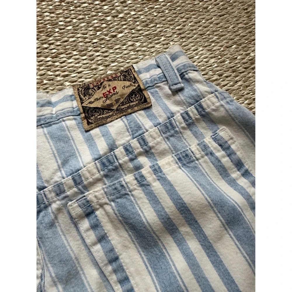 Vintage EXP Jeans Express Striped High Waisted Denim Shorts jorts‎ street wear
